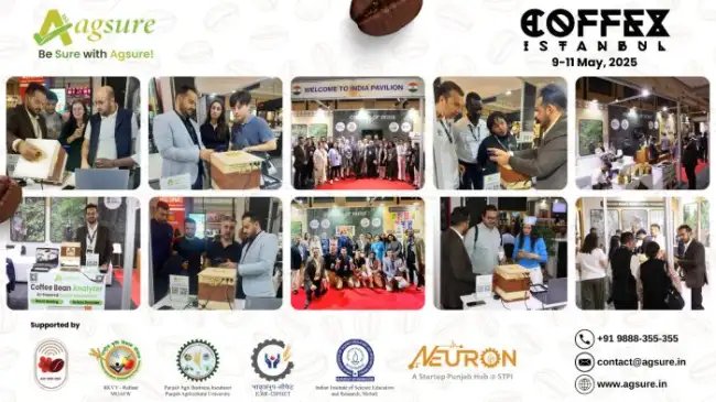 कृषि स्टार्टअप ‘Agsure Innovations’ ने Coffex Istanbul 2025 में बटोरी सुर्खियाँ, भारत का रहा दबदबा