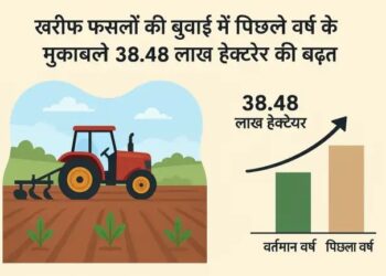 खरीफ फसलों की बुवाई में पिछले वर्ष के मुकाबले 38.48 लाख हेक्टेयर की बढ़त