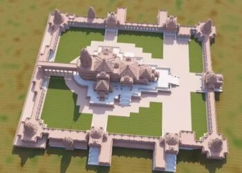 भव्य राम मंदिर के एंट्री गेट का नजारा, राजस्थानी पत्थरों की लग रहीं मूर्तियां