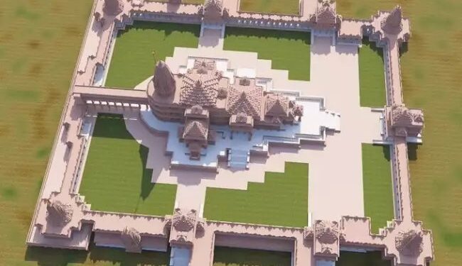 भव्य राम मंदिर के एंट्री गेट का नजारा, राजस्थानी पत्थरों की लग रहीं मूर्तियां