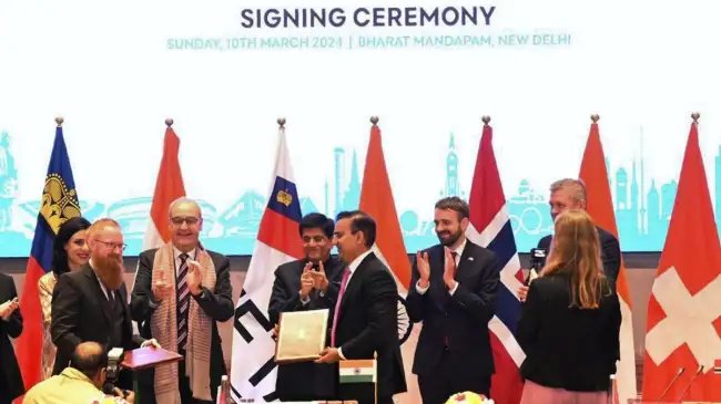 भारत और EFTA के बीच ऐतिहासिक व्यापार समझौता 1 अक्टूबर से होगा लागू